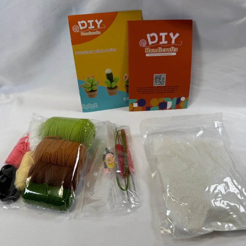 DIY Handicrafts Succulent Plant Series Crochet Kit Beginners OS Multicolor DZ-24